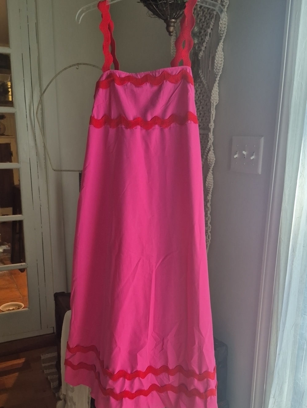 SHEIN Hot Pink Maxi Dress with Red Trim